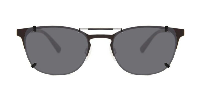 3DClips™ - Custom Clip On Sunglasses For Emporio Armani EA1059 2 Clip-on sunglasses for Emporio Armani EA1059 with a Spring bridge and Gray | Polarized | 14% Light Transmission lenses