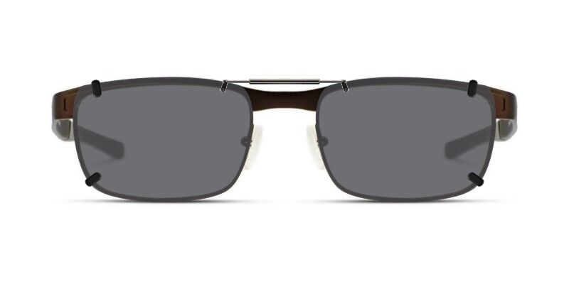 3DClips™ - Custom Clip On Sunglasses For Oakley OX5132 (Surface Plate) 2 Clip-on sunglasses for Oakley OX5132 with a Spring bridge and Gray | Polarized | 14% Light Transmission lenses