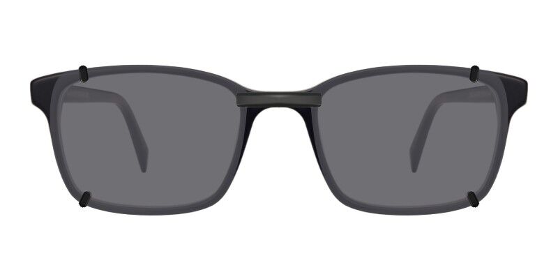 3DClips™ - Custom Clip On Sunglasses For Warby Parker Brady 4 Clip-on sunglasses for Warby Parker Brady with a Magnetic bridge and Gray | Polarized | 14% Light Transmission lenses