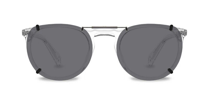 3DClips™ - Custom Clip On Sunglasses For Warby Parker Haskell 4 Clip-on sunglasses for Warby Parker Haskell with a Spring bridge and Gray | Polarized | 14% Light Transmission lenses