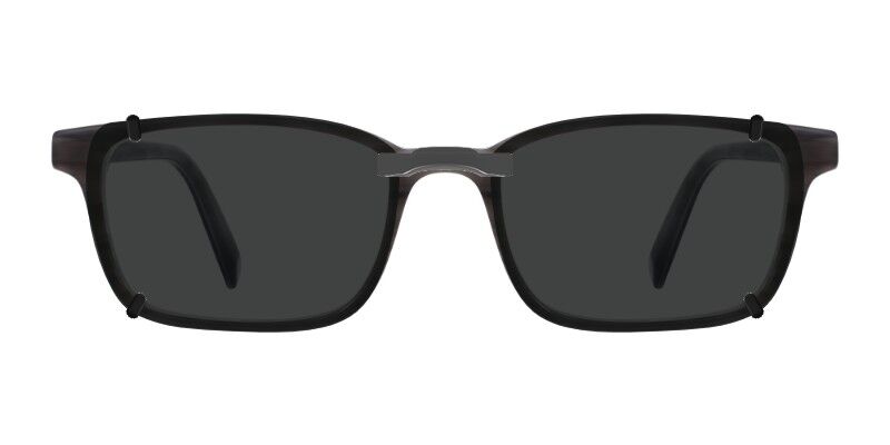 3DClips™ - Custom Clip On Sunglasses For Warby Parker Wilkie 4 Clip-on sunglasses for Warby Parker Wilkie with a Magnetic bridge and Dark Gray | Polarized | 6% Light Transmission lenses